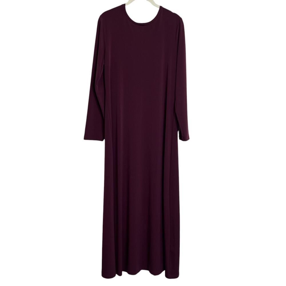 Chicos Stretch Minimalist Maxi Dress Womens Size 1 Medium Burgundy Classic
